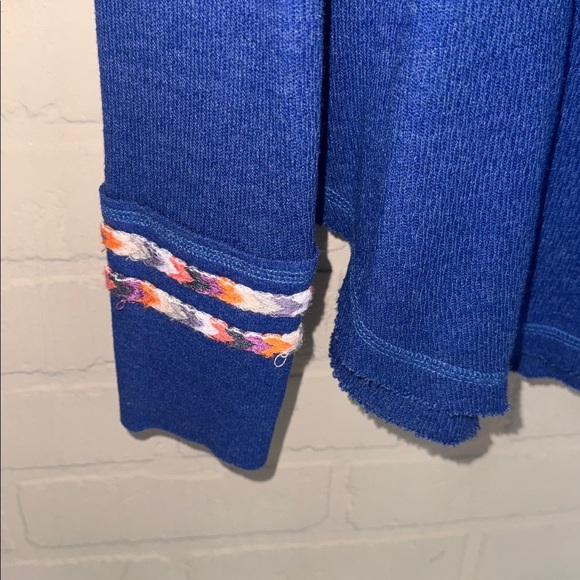 Free People Henley shirt medium NeW We The Free Royal Blue Knit Top soft - Picture 5 of 6